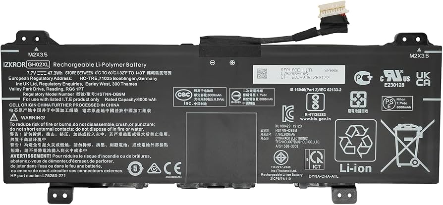 HP Chromebook x360 14a-ca0040nr Battery GH02XL 47.3Wh 7.7V