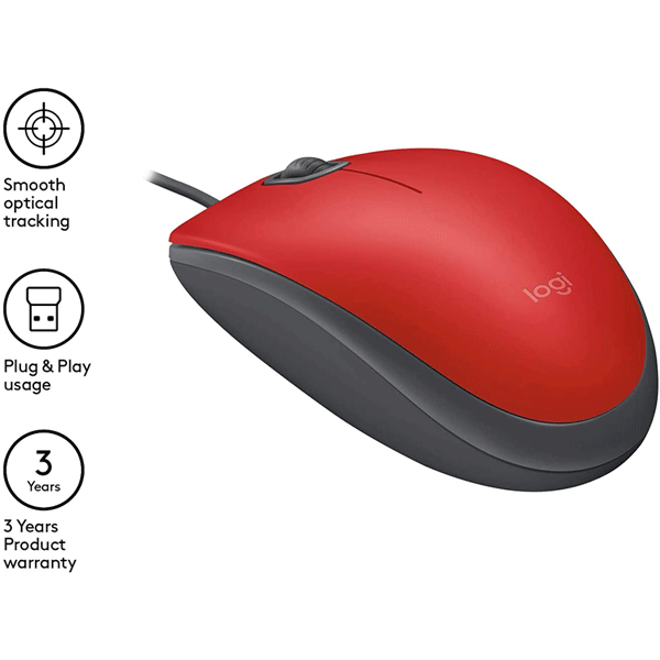 Logitech USB Silent Mouse M110S - Red (910-005489)