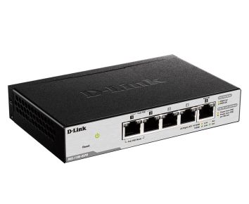 Dlink 2-Ports 10/100/1000Mbps PoE + 3-Ports 10/100/1000Mbps with 1 PD ( PoE powered ) port Smart Switch,Max PoE Power budget 18W with 802.3at input / 8W with 802.3af input (DGS-1100-05PD)