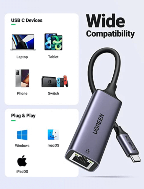 UGREEN USB-C 3.1 GEN1 To Gigabit Ethernet Adapter CM483