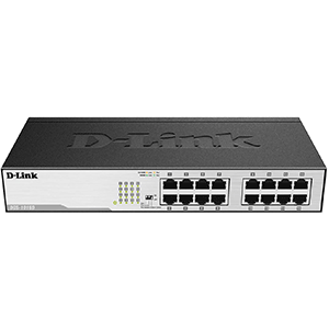 D-Link 16-port 10/100/1000Base-T Unmanaged  Green Desktop Gigabit Switch (UK Plug) (DGS-1016D)