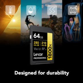 Lexar 64GB 280 Mbps 1800x UHS-II SDXC Memory Card 