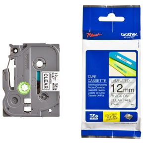 12mm x 8m Black on clear label tape