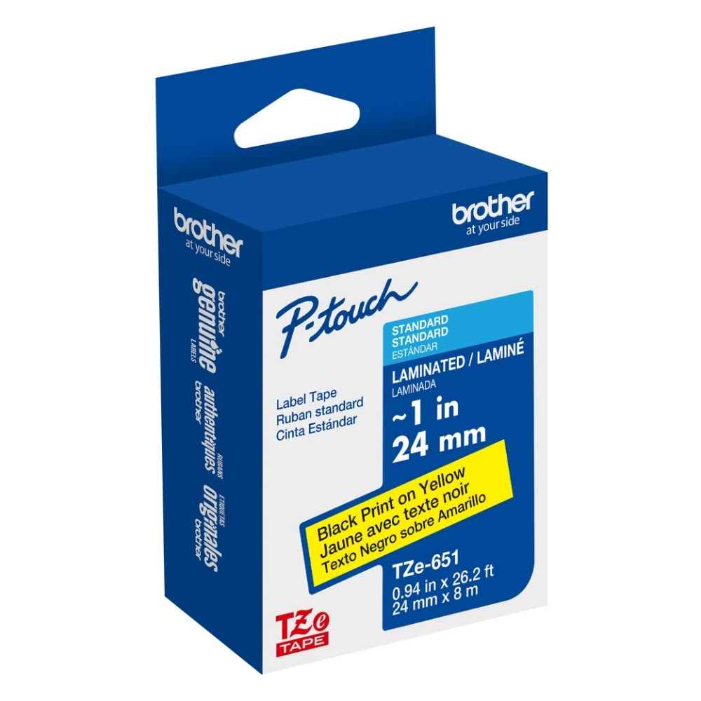 Brother TZe-651 24mm Black on Yellow Label Tape