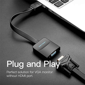 ENTION FLAT HDMI TO VGA CONVERTER WITH FEMALE MICRO USB AND AUDIO PORT  0.15M BLACK - VEN-ACKBB