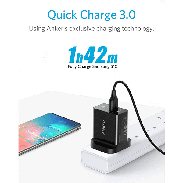 Anker 18W 3Amp USB Wall Charger (Quick Charge 2.0 Compatible)