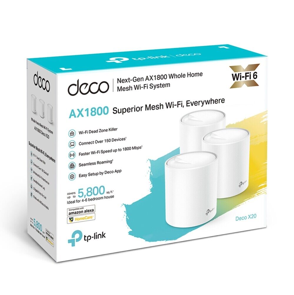 TP-Link Deco X50 AX1800 Whole Home Mesh WiFi 6 System (3 Pack) - TL-DECO X20-3