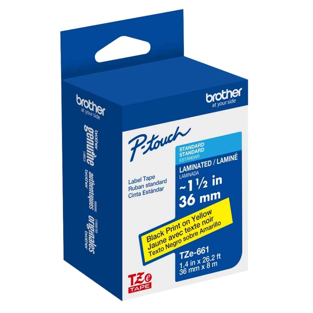 Brother TZe-661 36mm Laminated Tape Black on  Yellow Tape