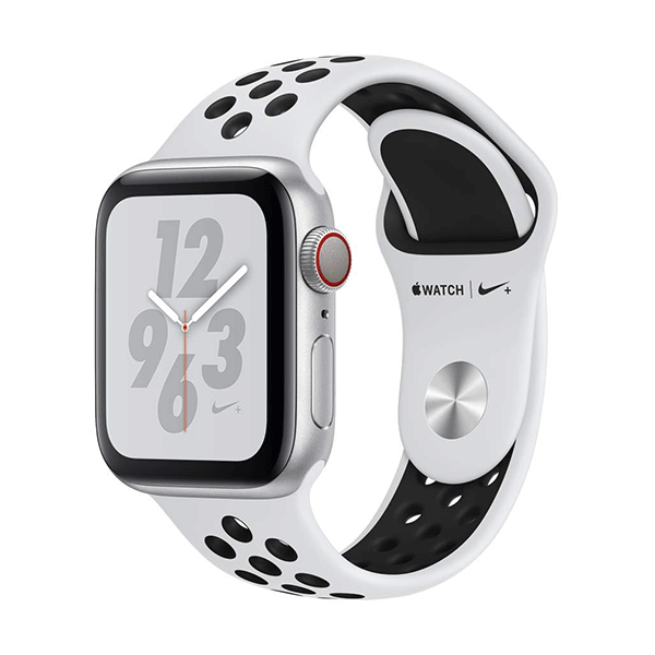 Apple Watch Nike+ Series 4 (GPS + Cellular, 40mm, Silver Aluminum, Pure Platinum/Black Nike Sport Band)