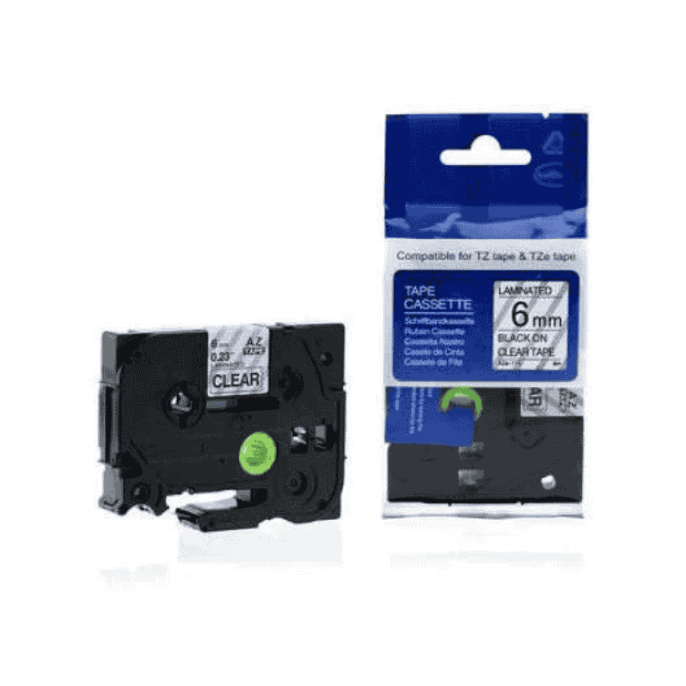 Brother TZE-111 6mm Black on Clear Tape