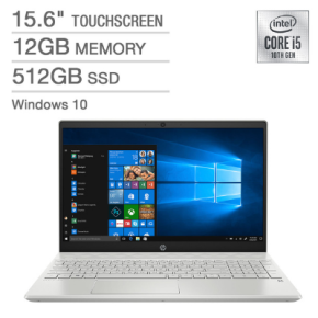 HP 15-cs3153cl Pavilion 15.6"  Laptop - 10th Gen Intel Core i5, 12 gb Memory, 512gb SSD, Backlit keyboard, Windows 10