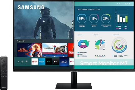 Samsung LS32AM700 Monitor 32 inch - 4K, HDR (3840 x 2160), 60hz - USB-C, Built-in Speakers, Wi-Fi & Bluetooth, Smart Monitor | LS32AM700UMXUE