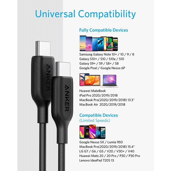 Anker Powerline III USB-C to USB-C Cable 2.0, USB C Charger Cable (3ft)