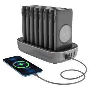 Powerology 8 in 1 Power Bank Station with Built-In Lightning and Type-C Cable
