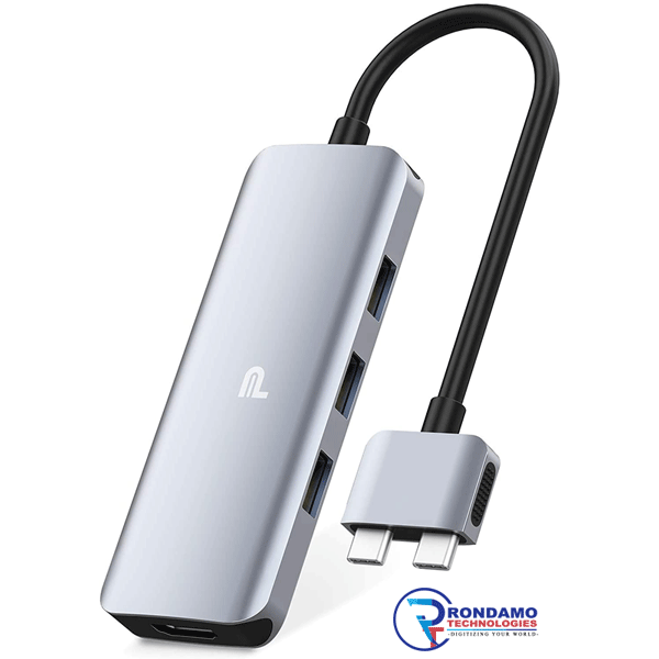 Dual HDMI Monitor Adapter for MacBook Pro Air 2020/2019/2018/2017, MacBook Pro Docking Station Dual Monitor, USB C Hub Dock with 2 HDMI Ports, 100W PD, 3 USB 3.0 and SD/Micro Card Readers