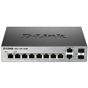 D-Link 8-port 1000Base-T Easy Smart gigabit Switch with 2 combo 100/1000Base-T/SFP ports, IPv6 support, MetroEthernet switch â€“ DGS-1100-10