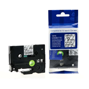 Brother laminated 9mm TZC-s121 black on clear Label Catridge