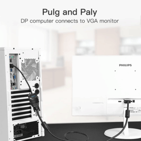 Vention Displayport to VGA Adapter,Gold Plated DP Male to VGA Female