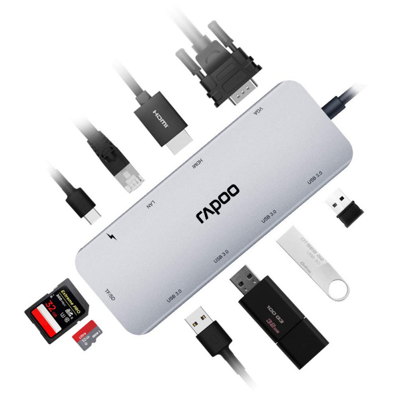 Adapter for Rapoo XD200 10-in-1 USB-C Hub