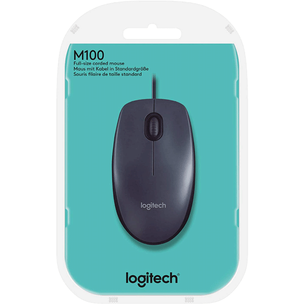 Logitech M100, Corded mouse, Black, (910-005003)