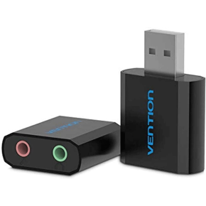 VENTION USB External Sound Card 3.5 mm USB to Audio Jack Converter Splitter Multiple USB Jack Stereo Adapter for Headphone (Black)