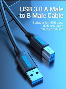 Vention USB 3.0 A Male to B Male Cable 1.5M Black PVC Type