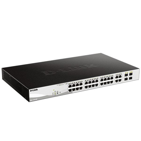 D-Link DGS-F1210-26PS-E – 24 port Managed Gigabit Switch with 24 10/100/1000 Mbps PoE ports, 2 Gigabit SFP uplink ports  (DGS-F1210-26PS)