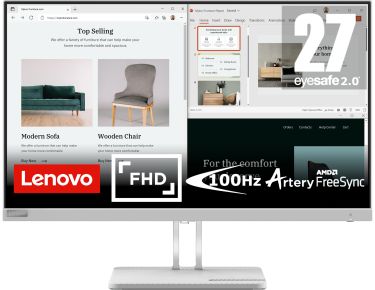 Lenovo L27e-40 27″ Full HD Monitor, Connectivity : 1 VGA, 2 HDMI 1.4 – 67ACKAC4UK